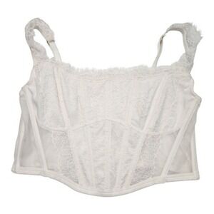 Victoria's‎ Secret Corset Top White Lace Sheer Boned Strappy Lingerie Bralette M